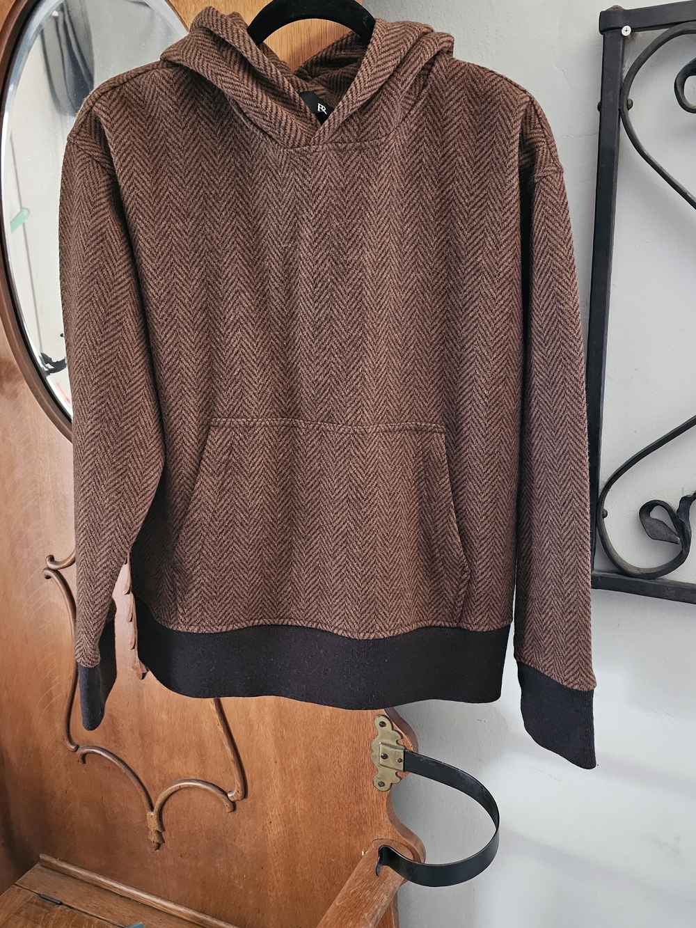 Banana Republic Brown Wool Blend Herringbone Hoodie Size Medium